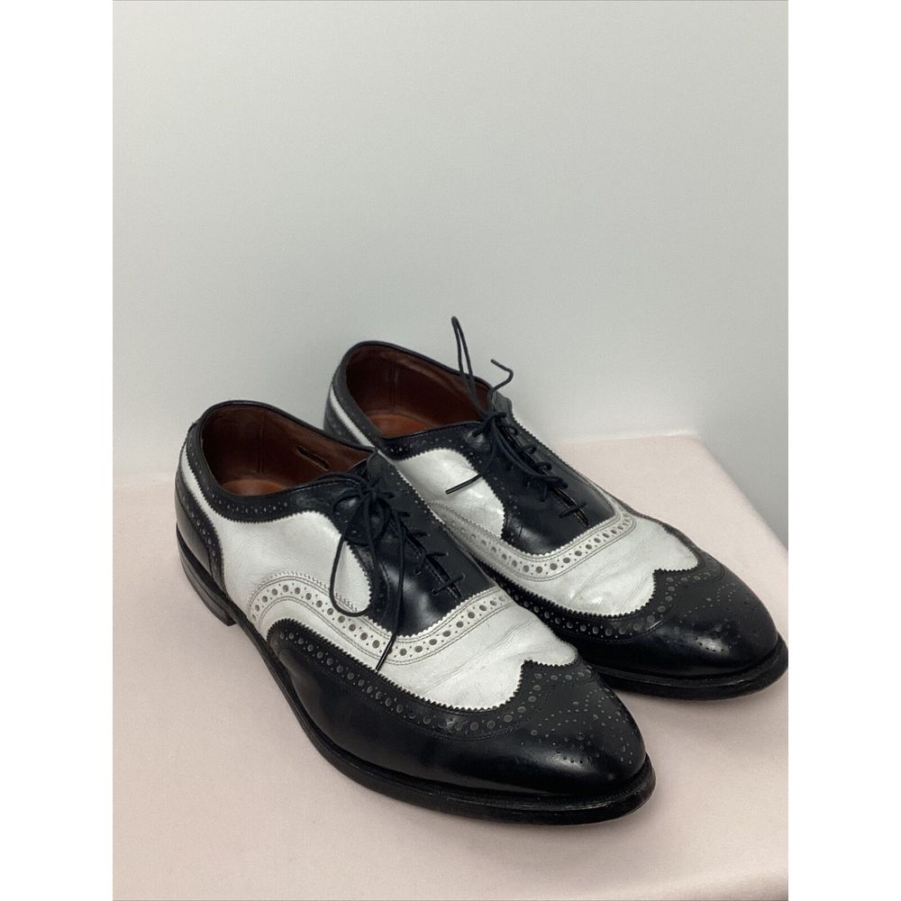 Allen Edmonds Broadstreet 13d Wing Tip 2 Tone White Black Oxford Rockabilly